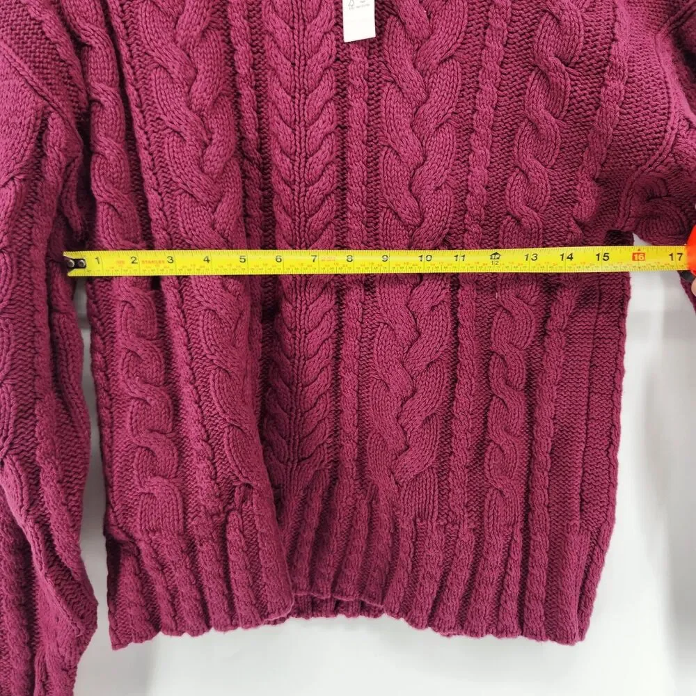 J.Crew Women's Red M 100% Cotton Cable Knit‎ Crewneck Sweater NWT
